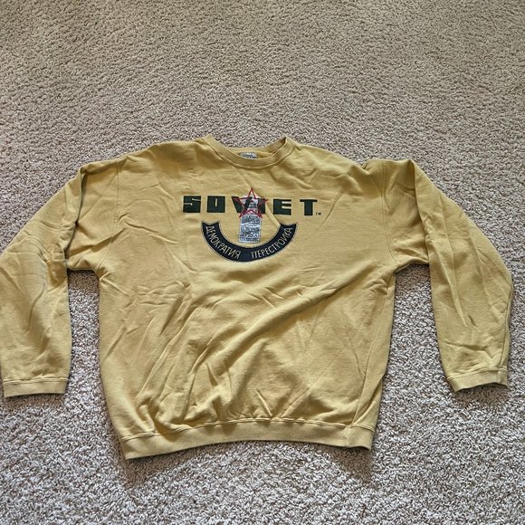 Vintage Soviet Sweatshirt Yellow L - Picture 1 of 3